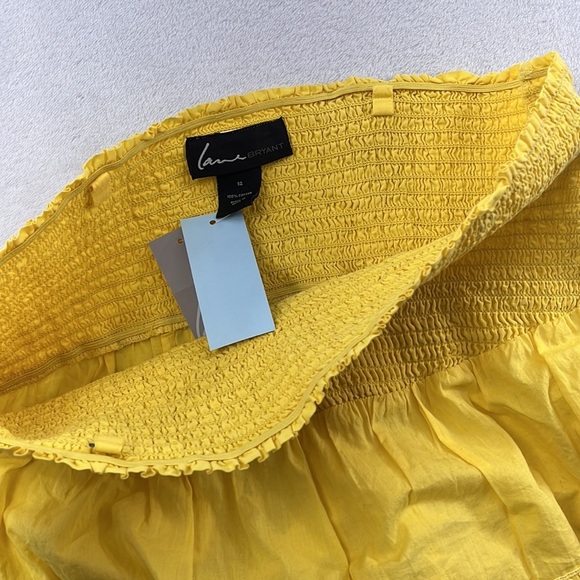 NWT Lane Bryant 14,Yellow Strapless Smocked 100% Cotton Feminine Bohemian Blouse - Picture 8 of 14
